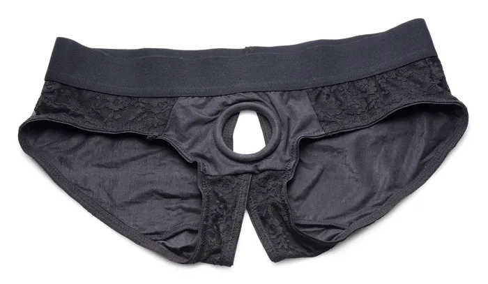 Lace Envy Black Crotchless Panty Harness Sm XR Brands Strap U Female Sex Toys Lace Envy Black Crotchless Panty Harness Sm XR Brands Strap U Female Sex Toys