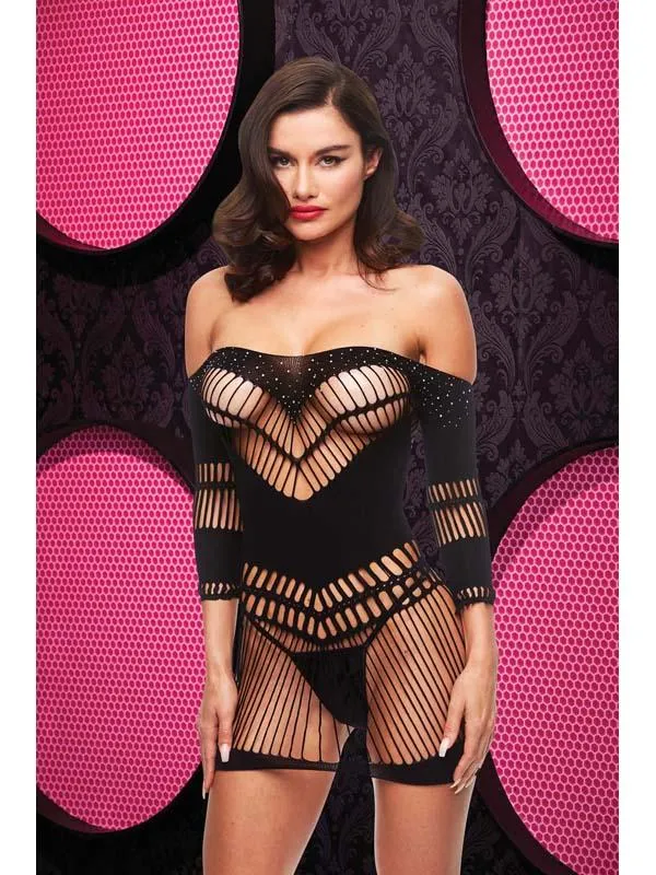 Lapdance Lingerie Anal Bling Bling Halter Dress Black ENV