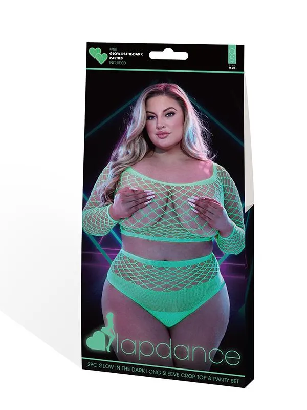 Lapdance Lingerie Female Sex Toys Lapdance 2pc Glow In The Dark Long Sleeve Crop Top and Panty Set Q Lapdance Lingerie Female Sex Toys Lapdance 2pc Glow In The Dark Long Sleeve Crop Top and Panty Set Q