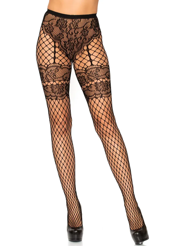 Leg Avenue Lace French Cut Faux Garter Net Tights One Size Black Teddies And Bodies Leg Avenue Lace French Cut Faux Garter Net Tights One Size Black Teddies And Bodies