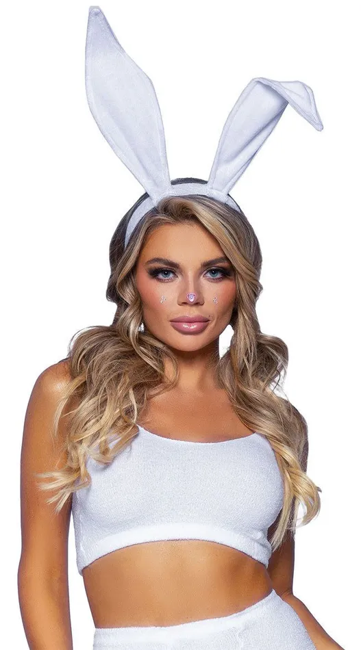 Leg Avenue Vibrators Bendable Velvet Bunny Rabbit Ears White