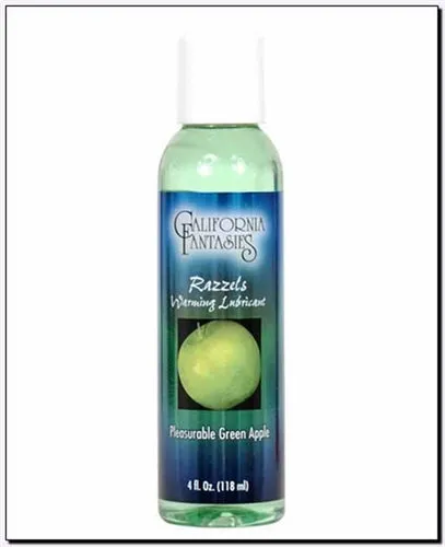 Lubricants California Fantasies Razzels Warming Lubricant Pleasurable Green Apple 4 Oz Bottle