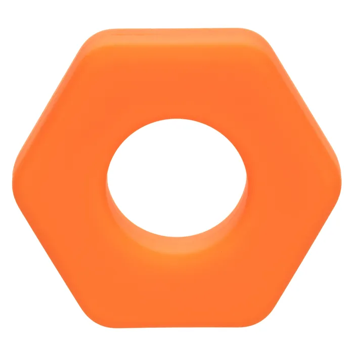 Male Sex Toys CalExotics Alpha Liquid Silicone Prolong Sexagon Ring Orange