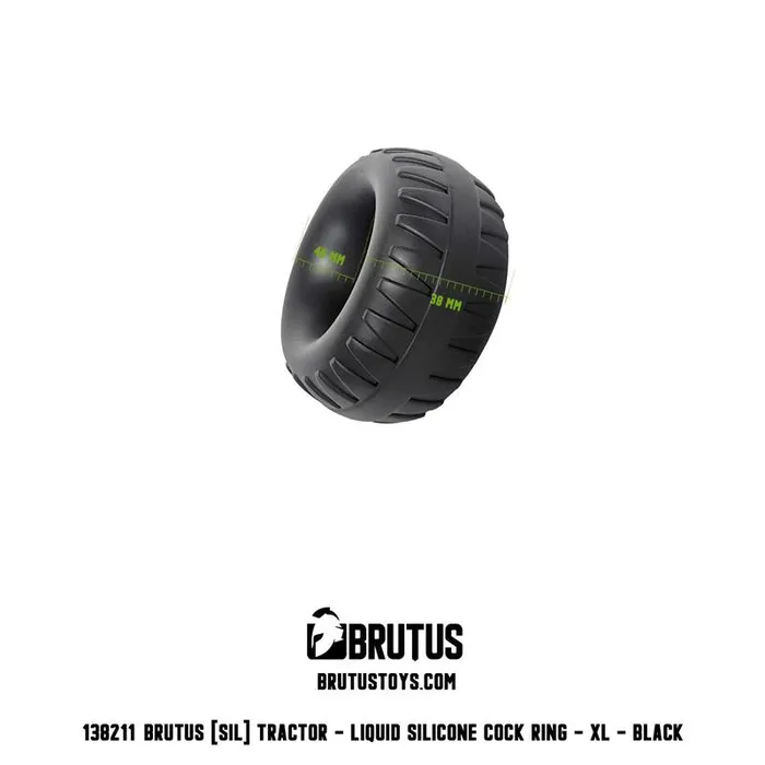 Male Sex Toys Tractor Liquid Silicone Cock Ring XL Black Brutus