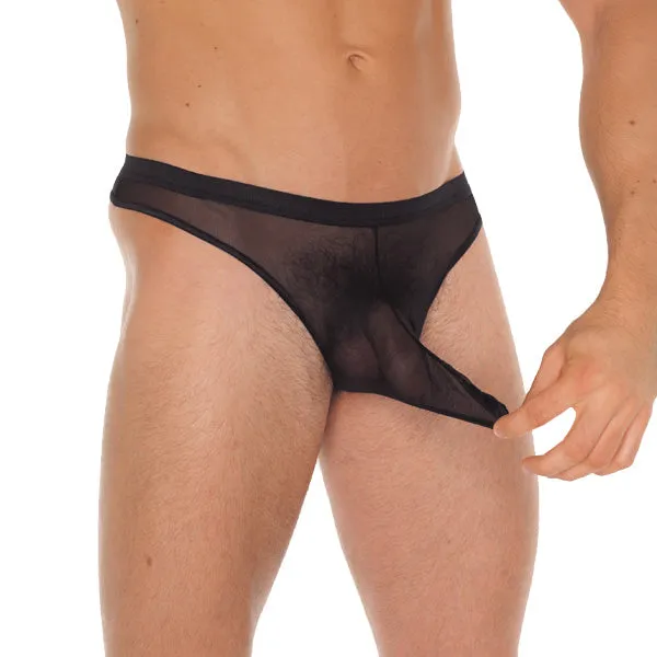 Mens Black GString With Penis Sleeve Rimba Male Sex Toys