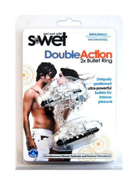 NU Sensuelle SWet Double Action Bullet Ring Clear Novel Creations Vibrators NU Sensuelle SWet Double Action Bullet Ring Clear Novel Creations Vibrators