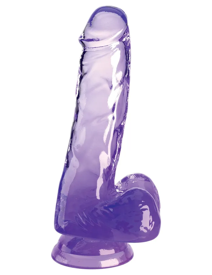 Pipedream Dildos King Cock Clear 6 Inch With Balls Purple