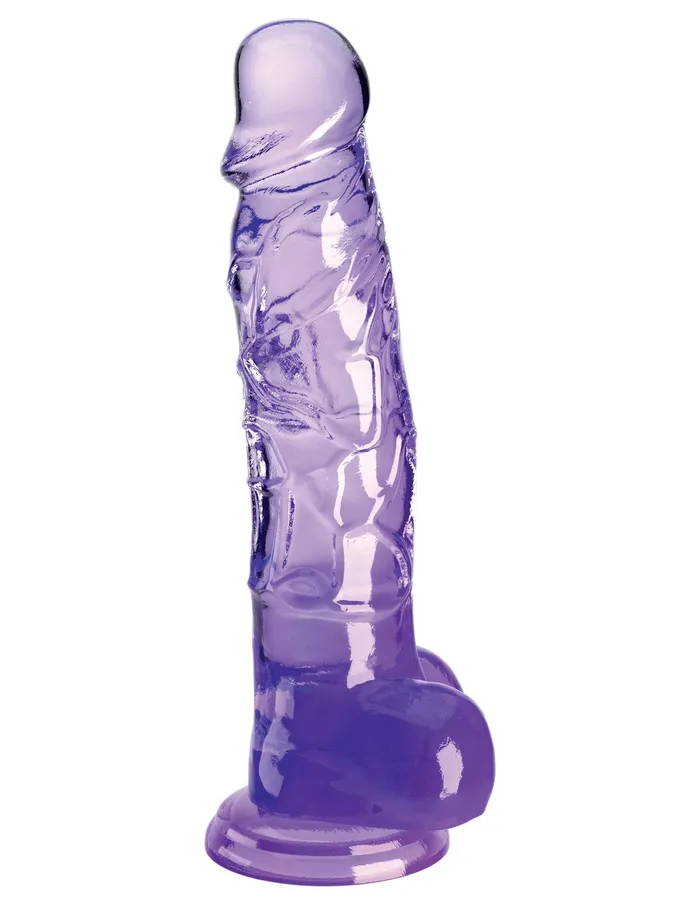 Pipedream King Cock Clear 8 Inch With Balls Purple Dildos