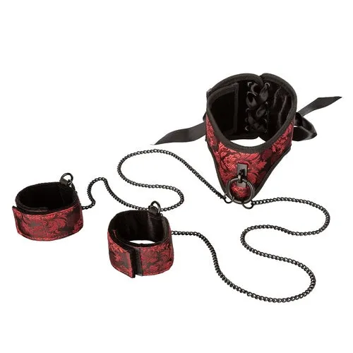 Scandal Posture Collar with Cuffs Red CalExotics Restraints Scandal Posture Collar with Cuffs Red CalExotics Restraints