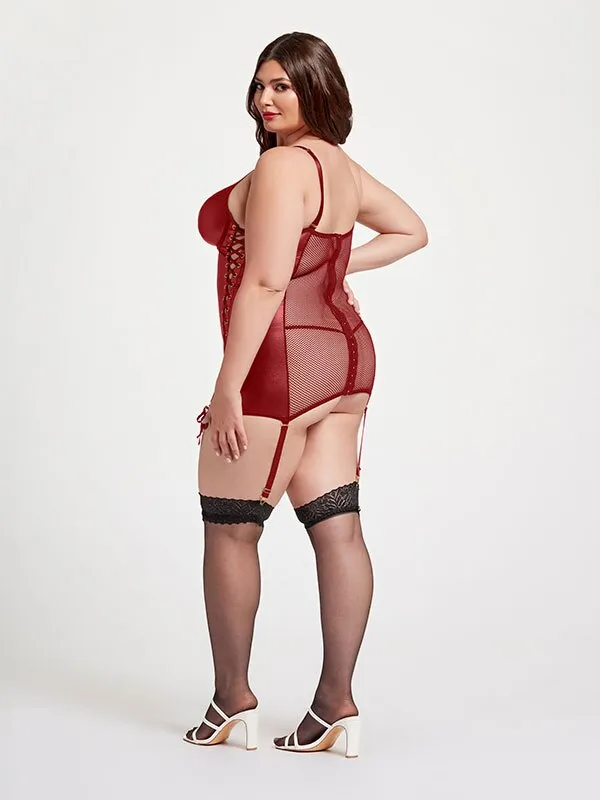 Seven Til Midnight Female Sex Toys Midnight Love Vegan Leather Two Piece Chemise and Panty Set STM11492XWine1X2X Seven Til Midnight Female Sex Toys Midnight Love Vegan Leather Two Piece Chemise and Panty Set STM11492XWine1X2X