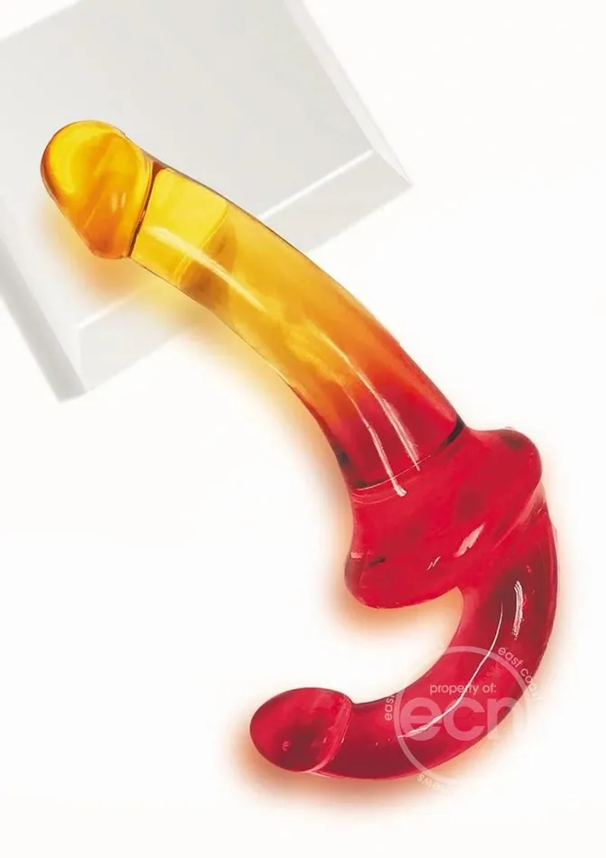 Shades 95 Inch Strapless Double Dong Pink to Orange Icon Brands Dildos