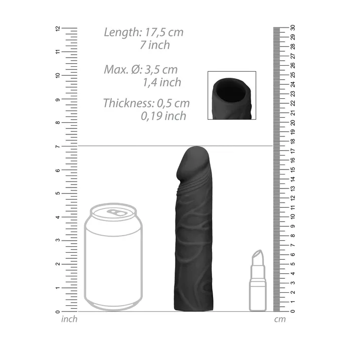 Shots Toys Anal RealRock 7 Inch Penis Sleeve Black