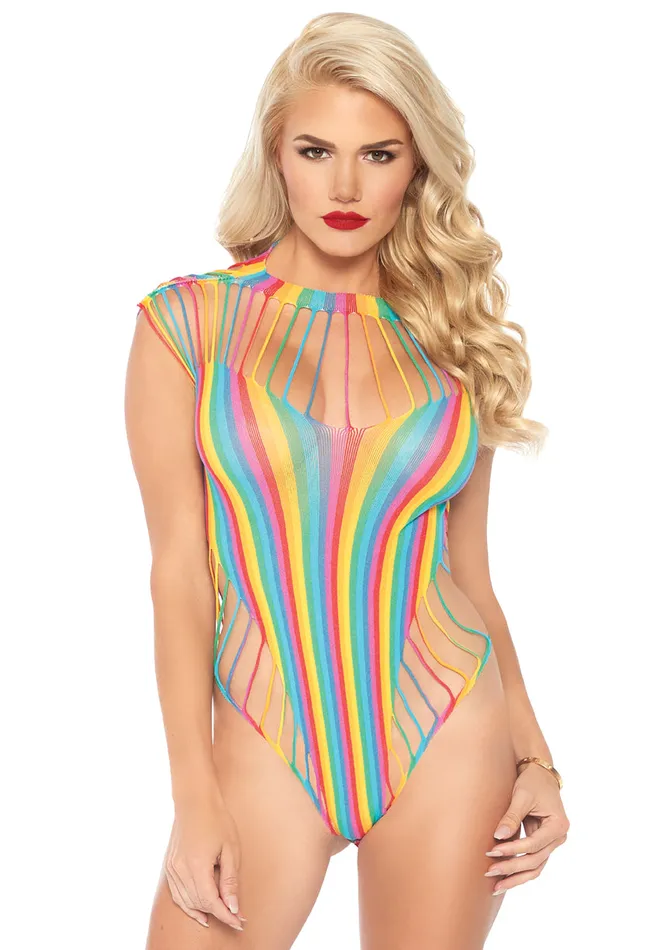 Shredded Opaque Cut Out Teddy One Size Rainbow Leg Avenue Mens Underwear