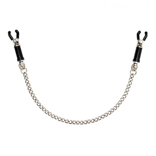 Silver Nipple Clamps With Chain Rimba Female Sex Toys