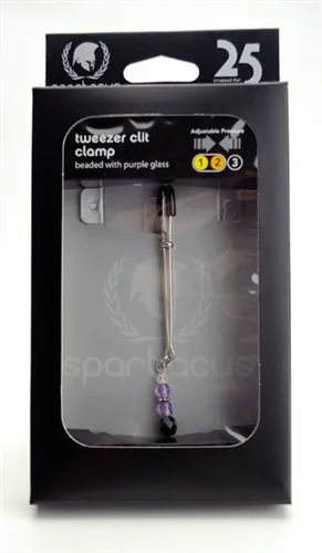 Spartacus Male Sex Toys Adjustable Clit Clamp With Purple Beads