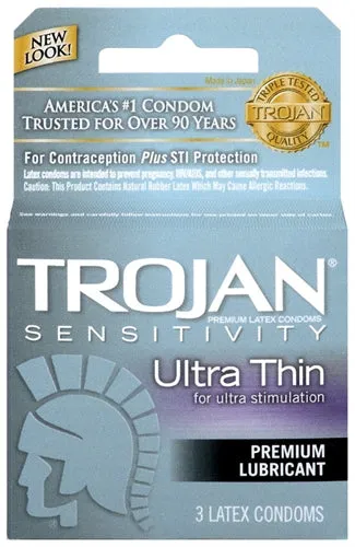 Trojan Sensitivity Ultra Thin Lubricated Condoms 3 Pack Trojan Condoms Male Sex Toys Trojan Sensitivity Ultra Thin Lubricated Condoms 3 Pack Trojan Condoms Male Sex Toys