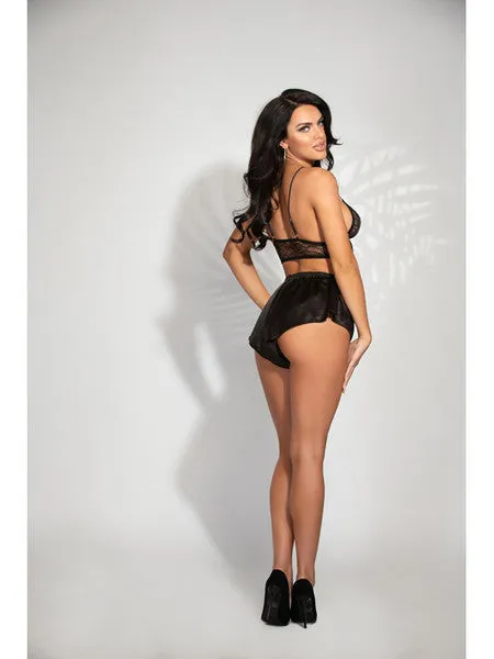 Two Piece Satin And Lace Long Line Bralette And Tap Short Set STM11244BlackS H Seven Til Midnight Anal Two Piece Satin And Lace Long Line Bralette And Tap Short Set STM11244BlackS H Seven Til Midnight Anal