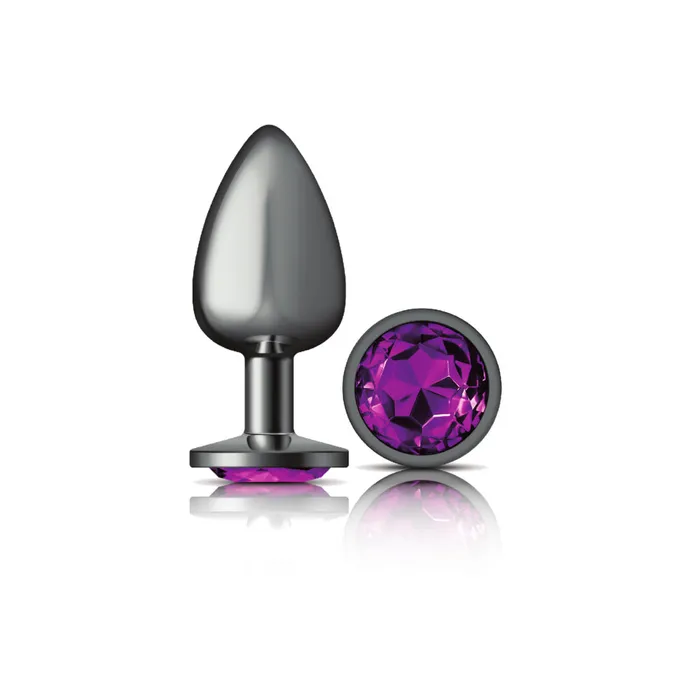 Viben Anal Cheeky CharmsGunmetal Metal Butt Plug RoundDeep PurpleLarge