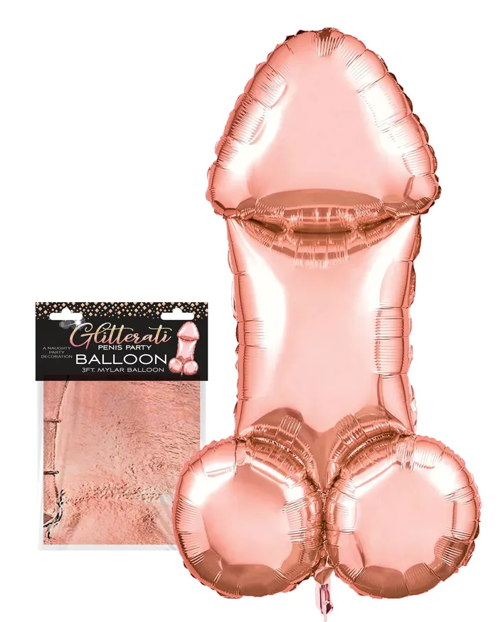 Vibrators Little Genie Glitterati Penis Party Balloon Rose Gold