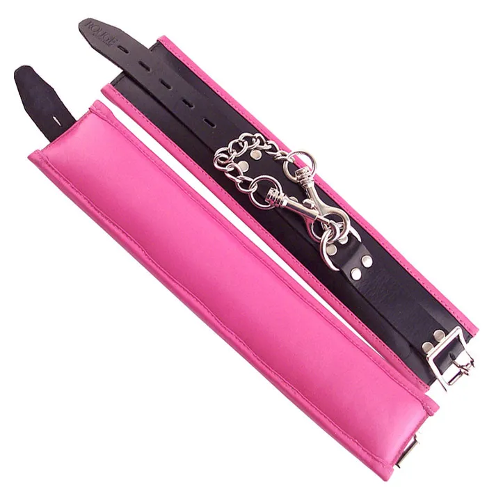 Vibrators Rouge Garments Ankle Cuffs Padded Pink Trimmed Rouge Garments