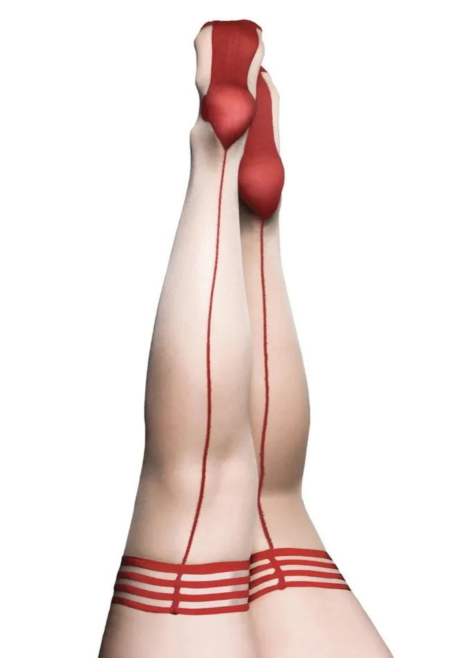 Vibrators Whitney Red Back Seam Thigh High Size B Nude Kixies