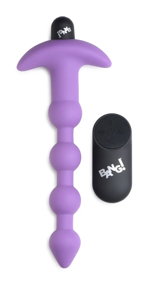 XR Brands Bang Anal Bang Vibrating Silicone Anal Beads and Remote Control Purple XR Brands Bang Anal Bang Vibrating Silicone Anal Beads and Remote Control Purple