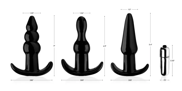 XR Brands Frisky Anal Thrill Trio Anal Plug Set Black