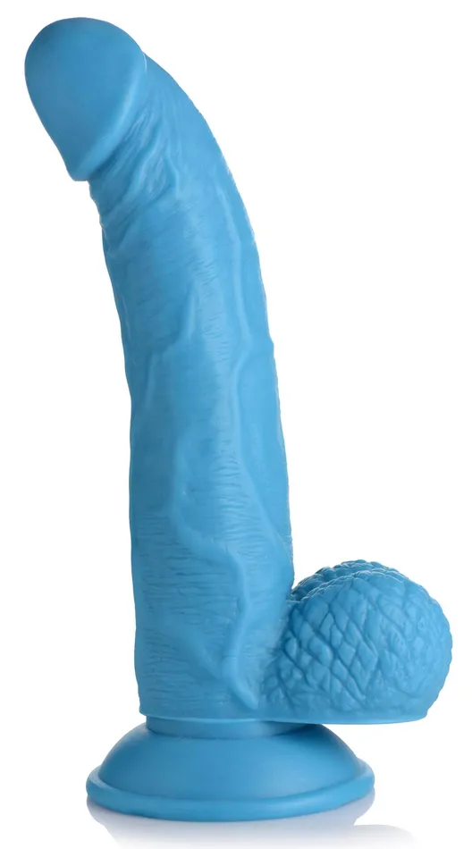 XR Brands Pop Peckers Pop Pecker 75 Inch Dildo With Balls Blue Dildos