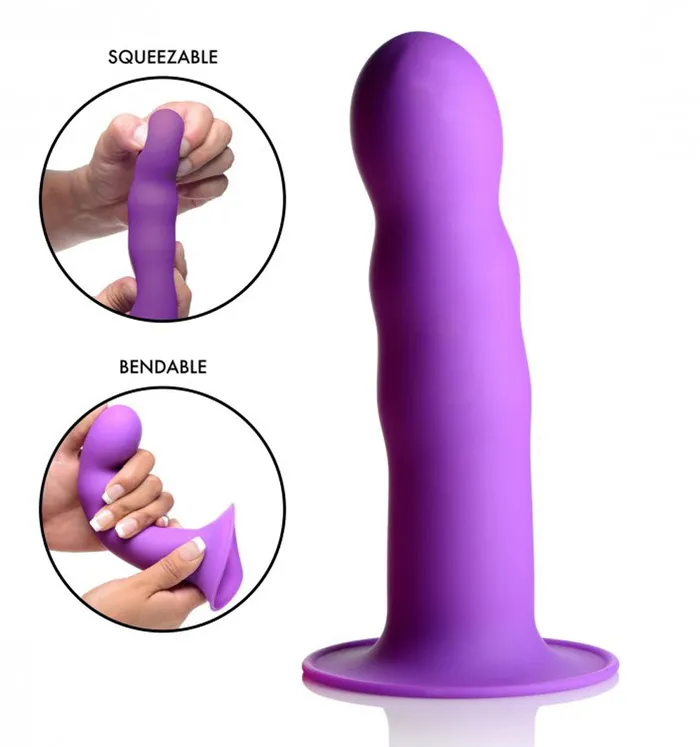 XR Brands Squeeze It Squeeze It Squeezable Wavy Dildo Purple Dildos